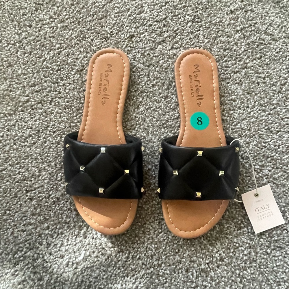 Black studded sandals slides